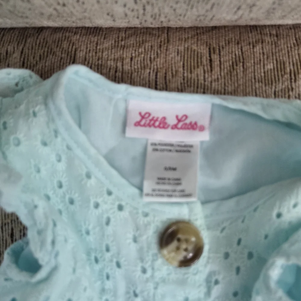 Charming Blue Eyelet Dress Set for Kids